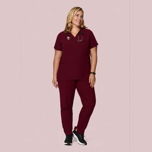 Maroon Womens Mandala Scrub Set